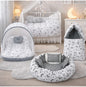 Cotton Baby Bed Sized Bedding Set (Multicolor, 1 Mattress With Net, 1 Pillow, 1 Carry Bag, 1 Baby Nest With 2 Heart & 1 Pillow)